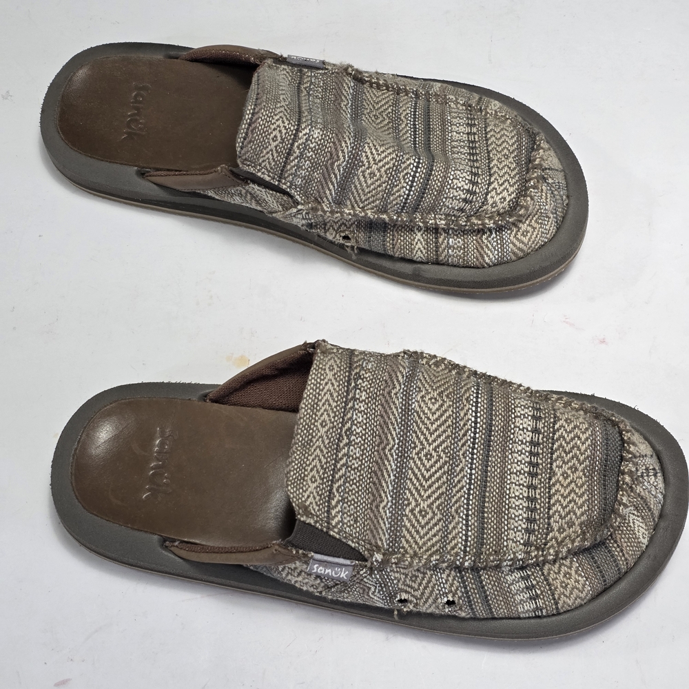 Sanuk Men's Casual Slip-On Shoes - Brown and Gray Size 7